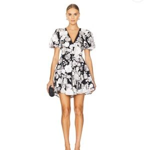 Elliatt Black and White Floral Mini Dress